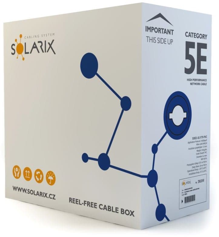 Solarix instalační kabel CAT5E FTP PVC 305m box