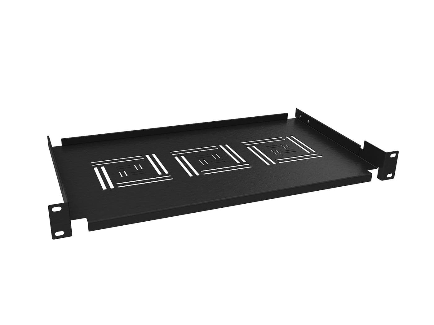 Solarix police 19" 1U 250mm ukládací plato BK úchyt na přední lišty UP-02-B