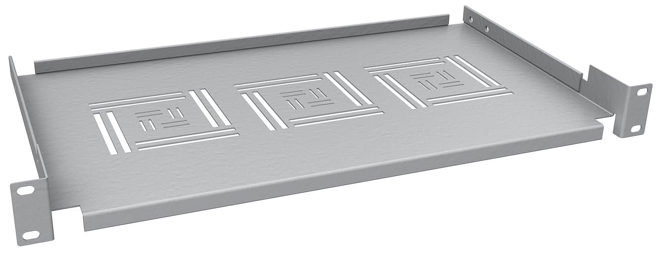 Solarix police 19" 1U 250mm ukládací plato RAL 7035 úchyt na přední lišty UP-02-G