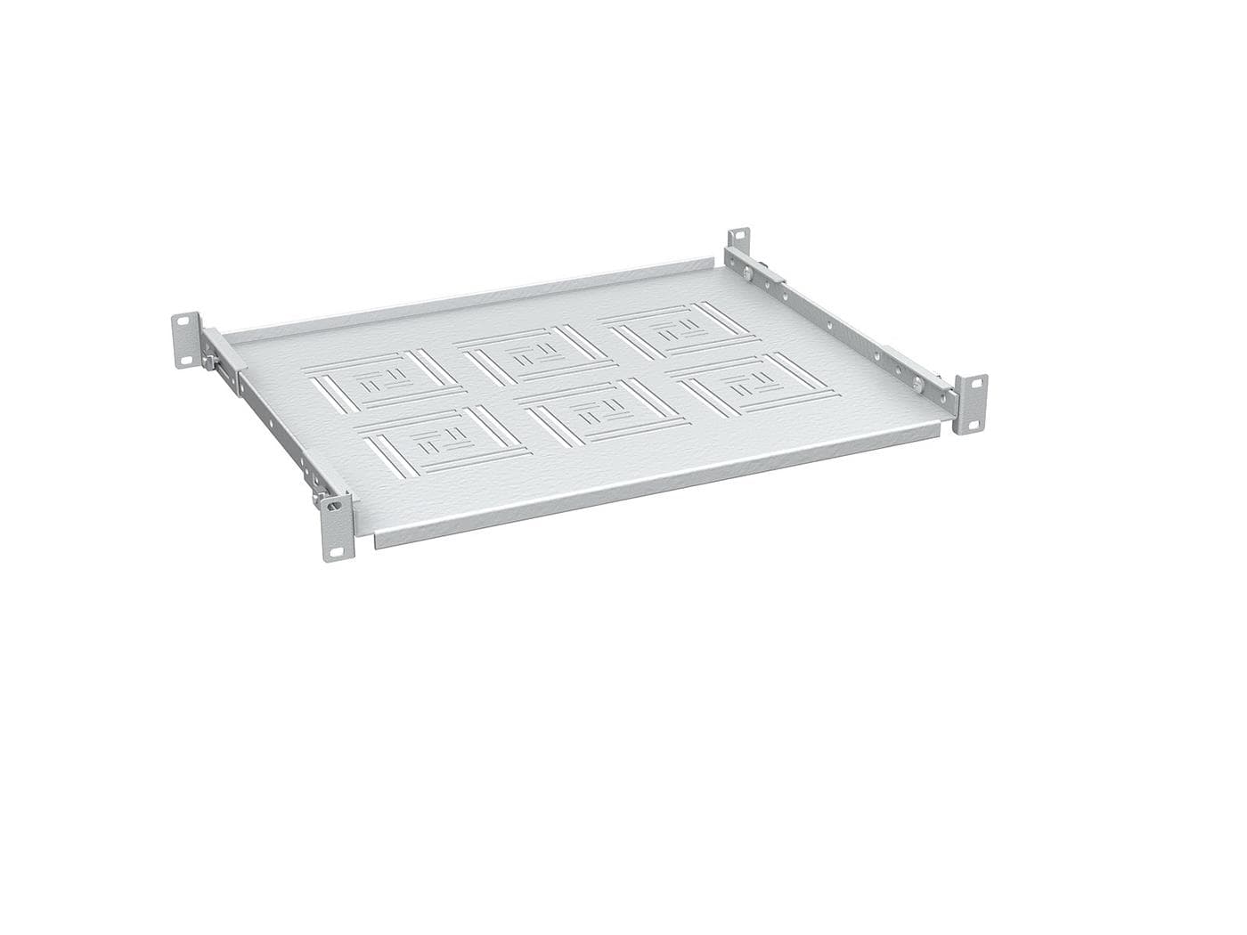 Solarix police 19" 1U 350mm pevná RAL 7035 úchyt na přední i zadní lišty UP-13-G