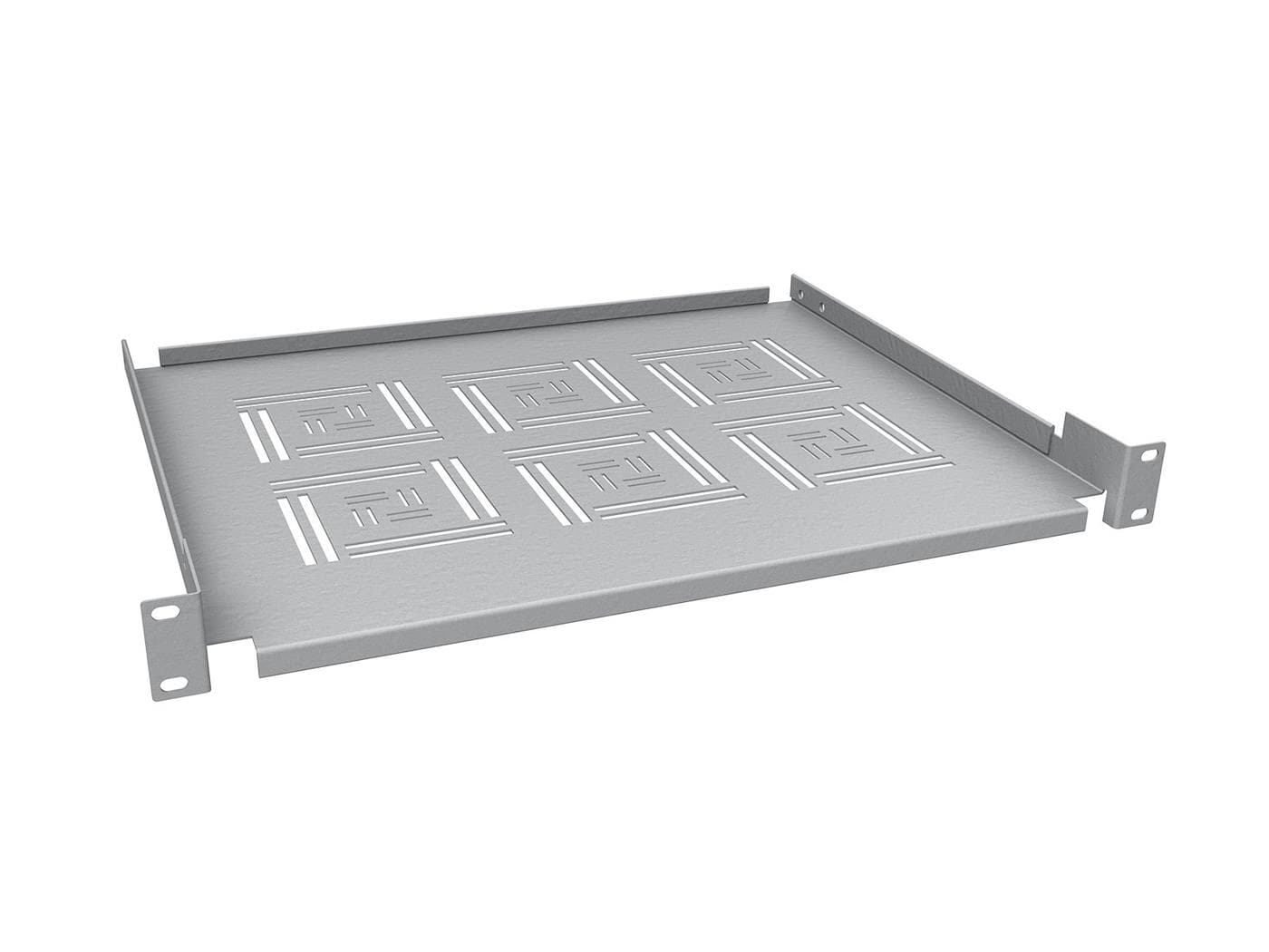 Solarix police 19" 1U 350mm ukládací plato RAL 7035 úchyt na přední lišty UP-03-G