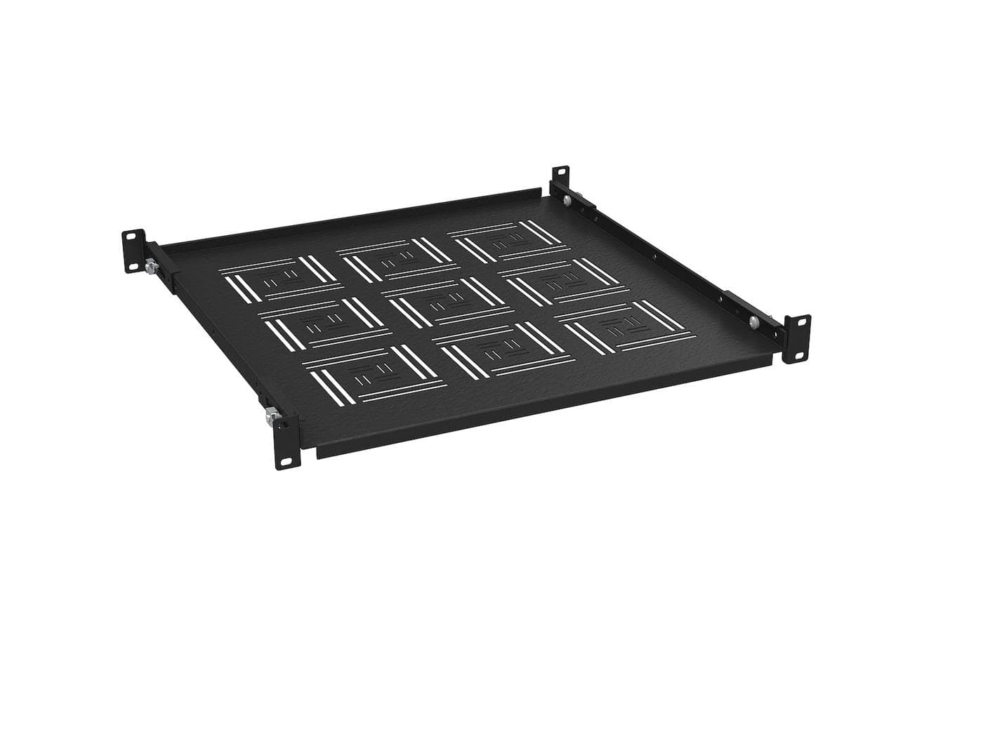 Solarix police 19" 1U 450mm pevná BK úchyt na přední i zadní lišty UP-14-B