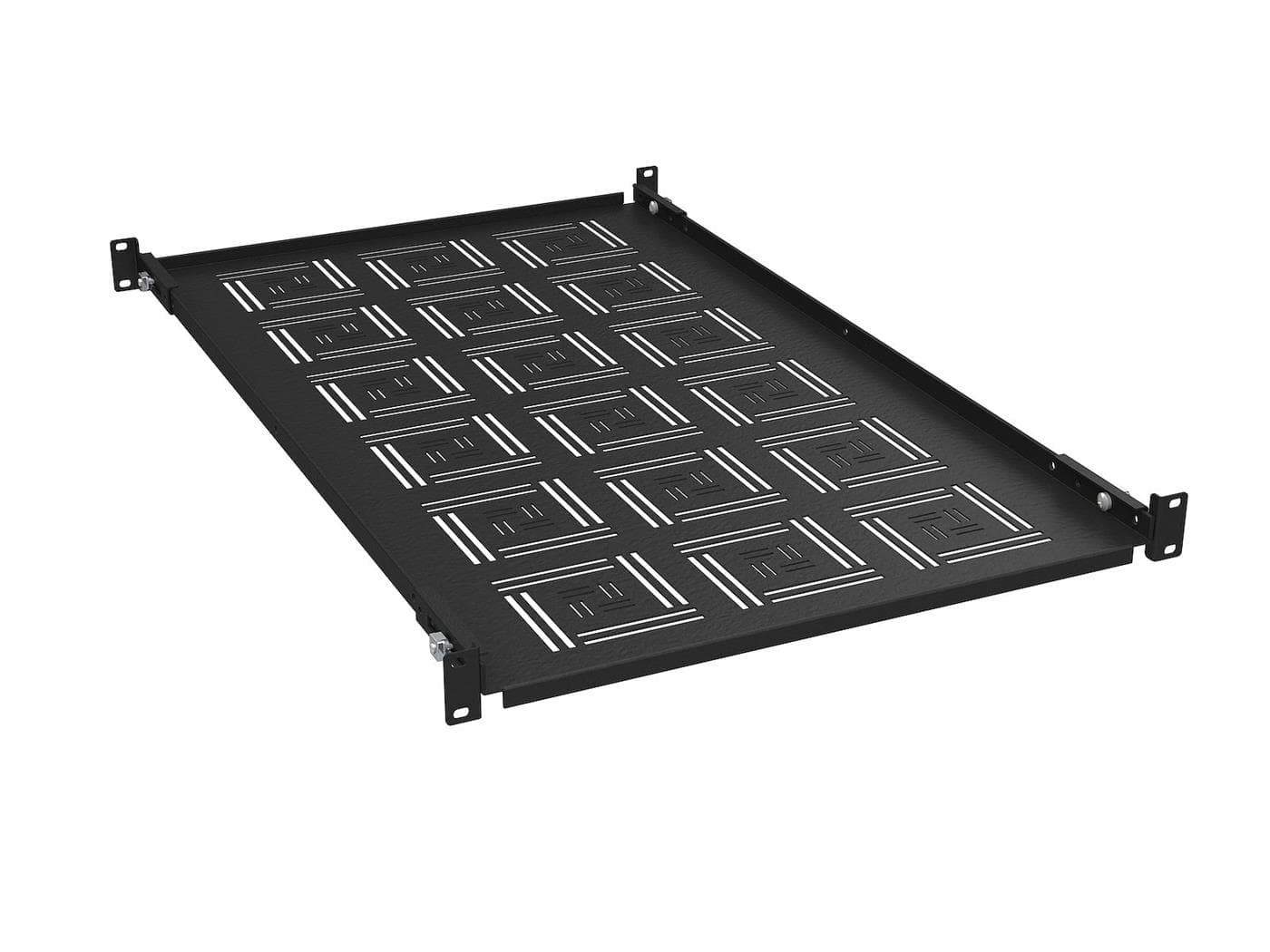 Solarix police 19" 1U 750mm pevná BK úchyt na přední i zadní lišty UP-17-B