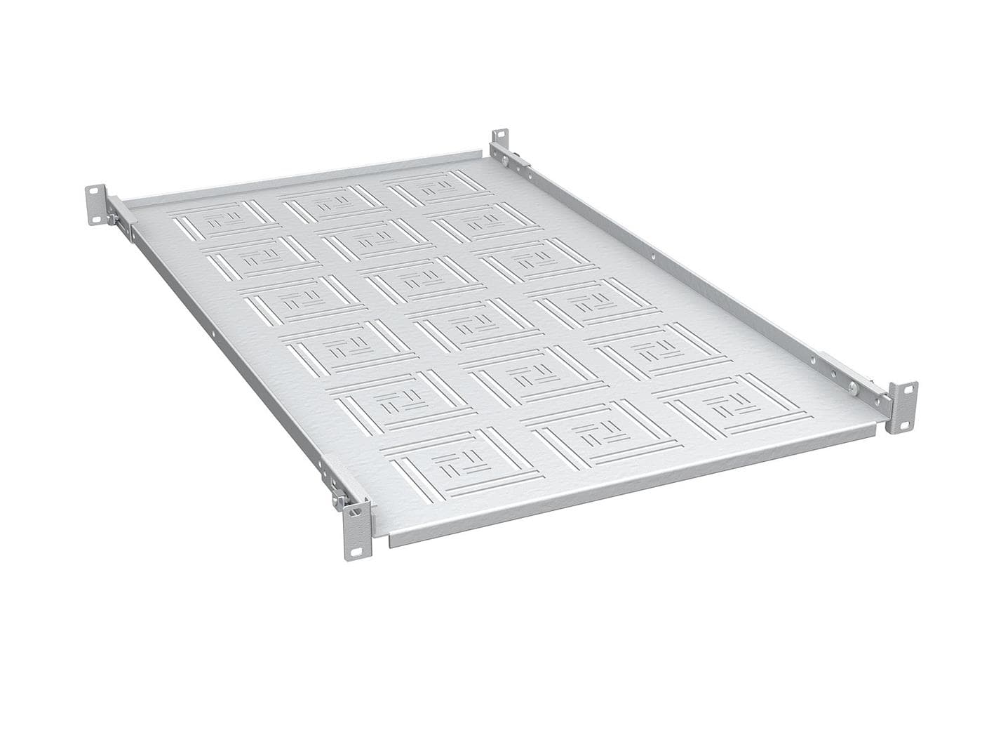 Solarix police 19" 1U 750mm pevná RAL 7035, úchyt na přední i zadní lišty UP-17-G