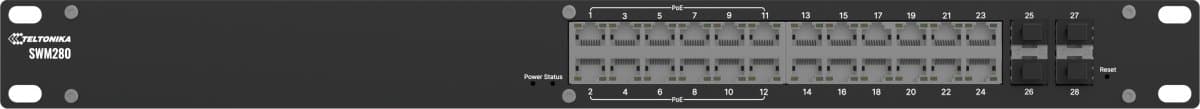 Teltonika SWM280 Průmyslový Switch s Managementem, 24x GLAN, 4x SFP, Falf PoE Switch