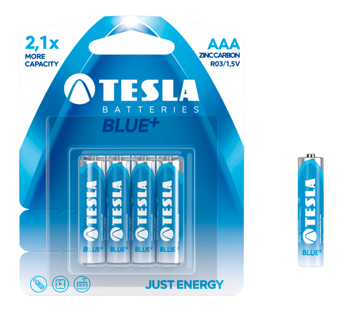 TESLA BLUE zinek-karbonová baterie AAA (R03, mikrotužková baterie) 4ks