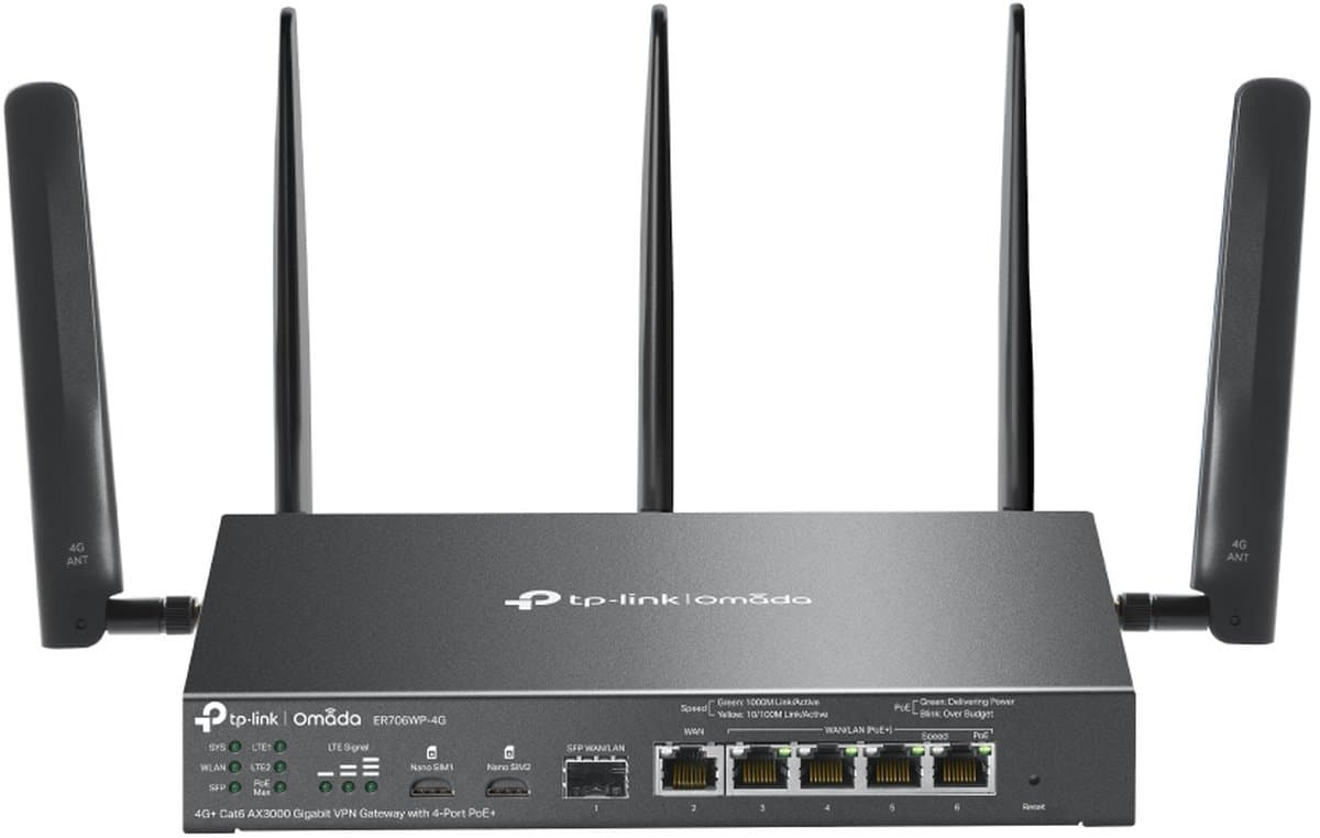 TP-Link ER706WP-4G - Omada 4G+, Gigabitová VPN gateway s 4 PoE+ porty
