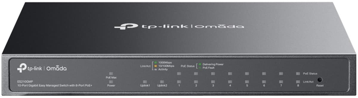 TP-Link ES210GMP - Omada 10-portový Gigabitový Easy Managed switch s 8 porty PoE+