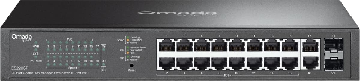TP-Link ES220GP Omada 20-portový Gigabitový Easy Managed Switch s 16 porty PoE+