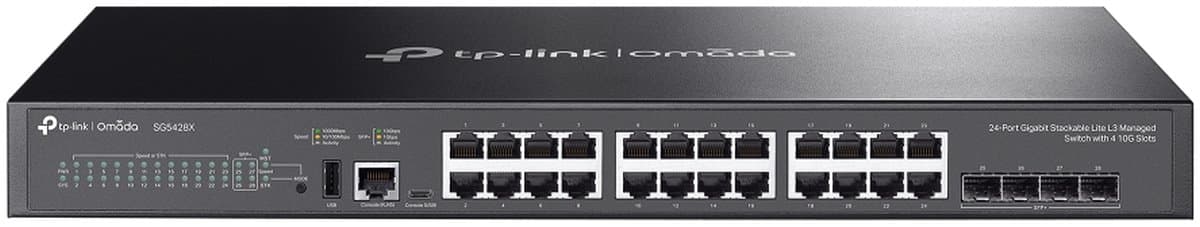 TP-Link SG5428X - 24× Gigabitový RJ45 port a 4× 10Gbps SFP+ slot - OMADA, L3
