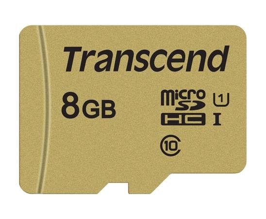 Transcend 8GB microSDHC 500S UHS-I U1 (Class 10) MLC paměťová karta , 95MB/s R, 60MB/s W (s adaptére