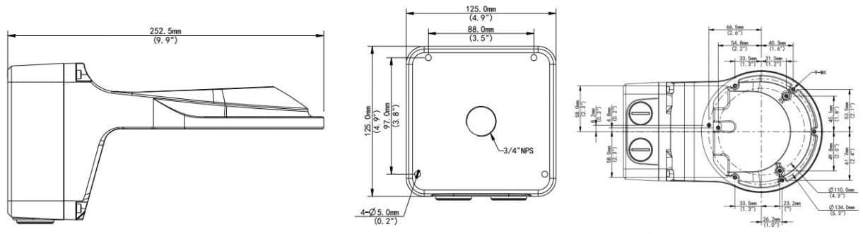 UNV držák na stěnu - TR-JB07/WM04-B-IN - pro dome kamery IPC323x, s malým kabelovým boxem