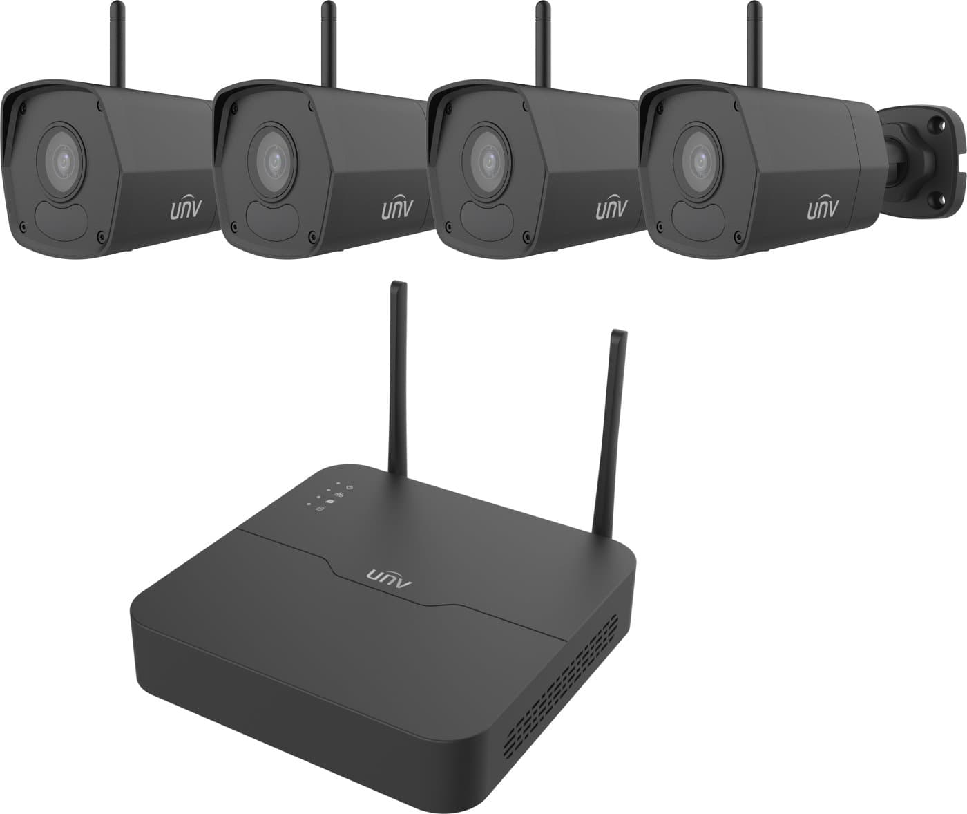UNV IP WiFi KIT, NVR NVR301-04LS3-W + 4x IP bullet kamera IPC2122LB-AF28WK-G-BLACK, 2MP