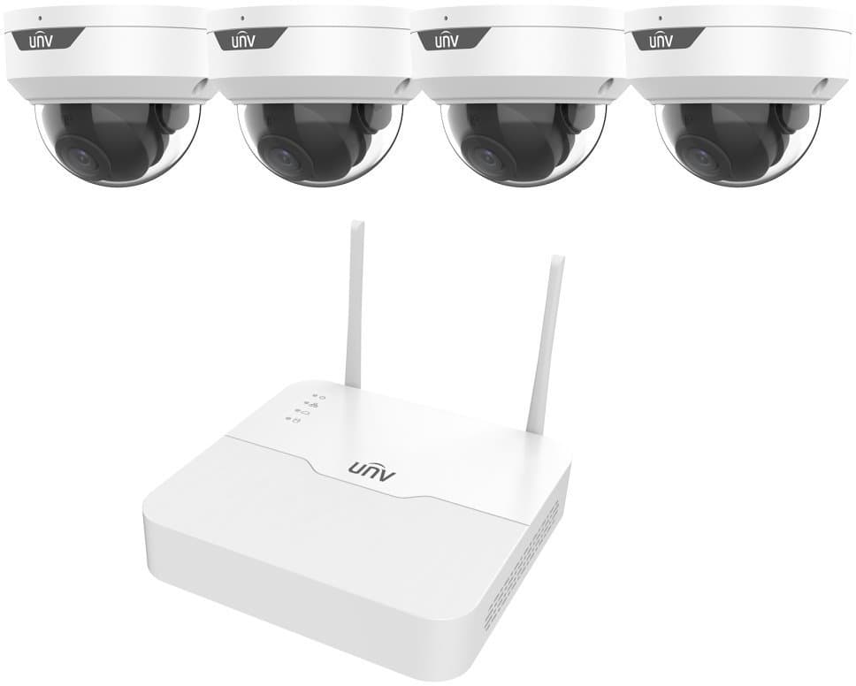 UNV IP WiFi KIT, NVR NVR301-04LS3-W + 4x IP dome kamera IPC322LB-AF28WK-G-White, 2MP