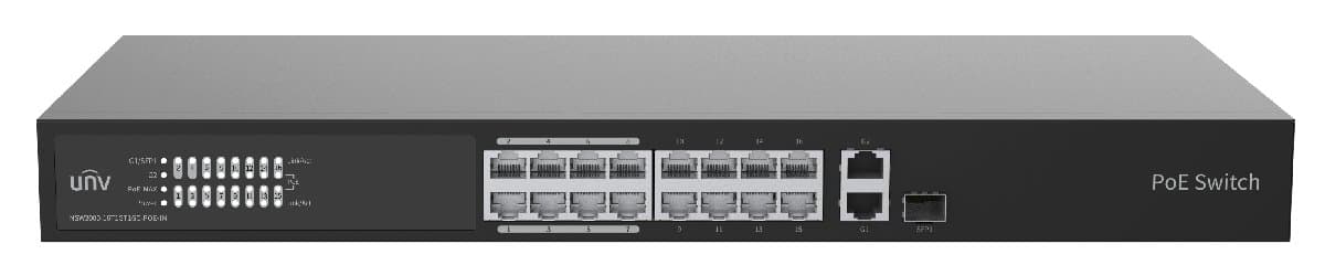 UNV switch NSW3000-16T1GT1GC-POE-IN - 16x 100Mbit PoE, 1x Combo, 1x 1G LAN