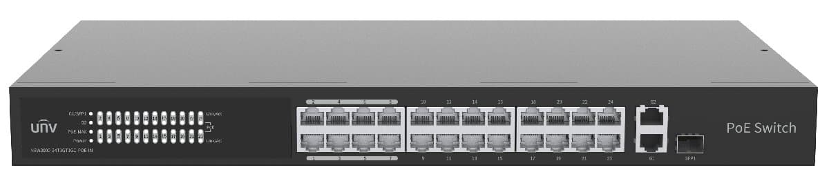 UNV switch NSW3000-24T1GT1GC-POE-IN - 24x 100Mbit PoE, 1x Combo, 1x 1G LAN