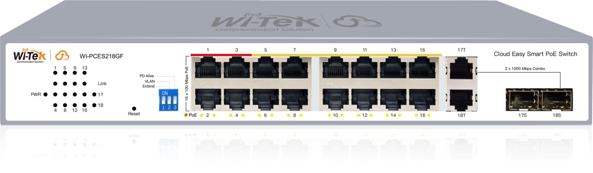 Wi-Tek WI-PCES218GF Easy Smart Cloud PoE Switch