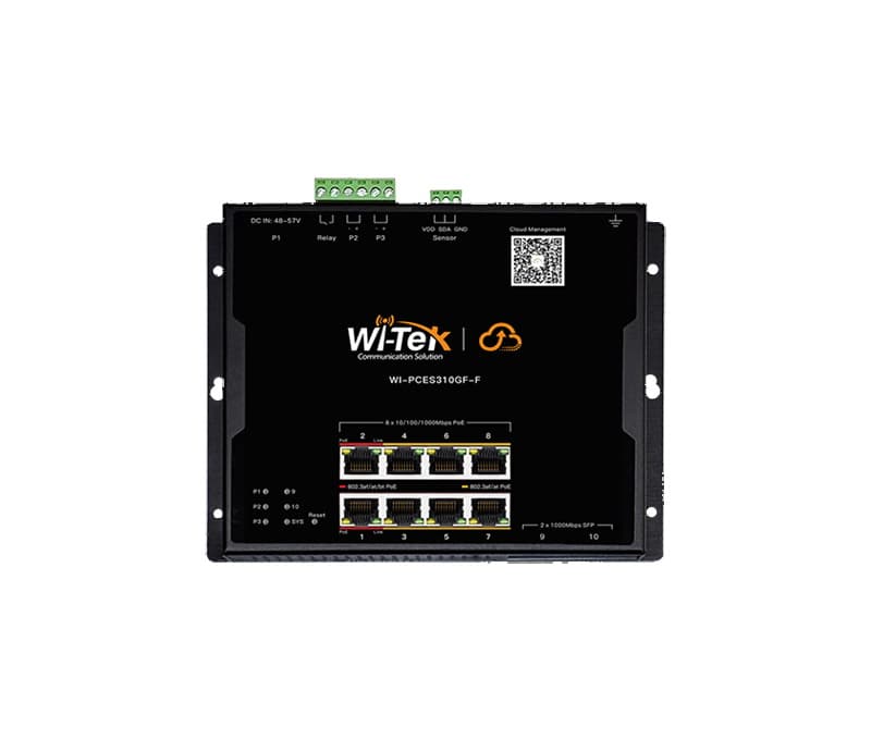 Wi-Tek WI-PCES310GF-F průmyslový Cloud Easy Smart PoE switch, 8x PoE