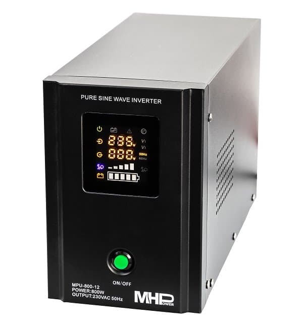 Záložní zdroj MHPower MPU-800-12, UPS, 800W, čistý sinus, 12V - Bazar